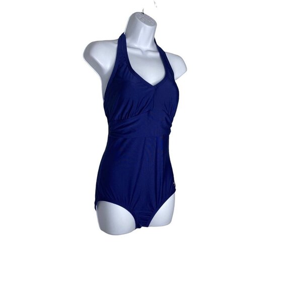 Speedo Women's One Piece Halter Swimsuit Swimwear UPF 50 Peacoat Size Medium - Picture 5 of 10